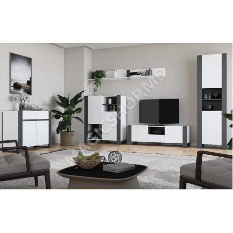 Tumba TV Combo C04 140x46x42 cm grafit/alb